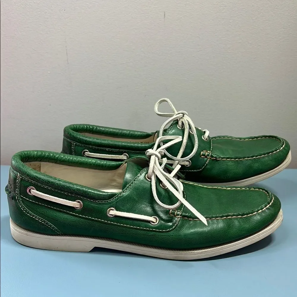 Cole Haan Hayden Tumbled Green Boat Shoes 11.5